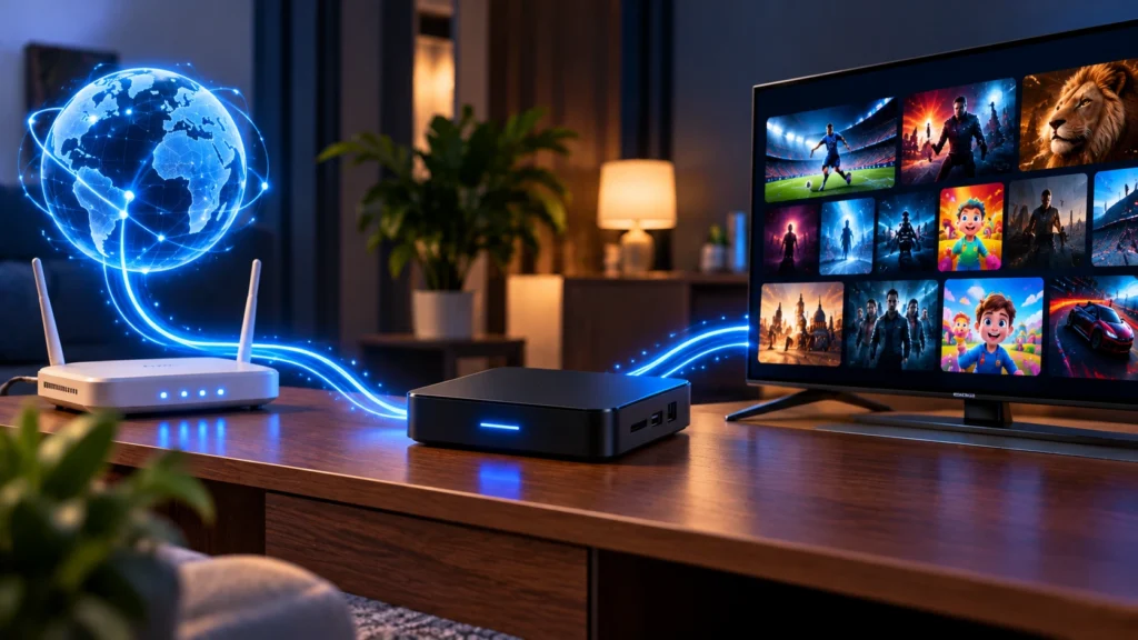 Fonctionnement d’un décodeur IPTV avec code connecté à Internet et à la télévision