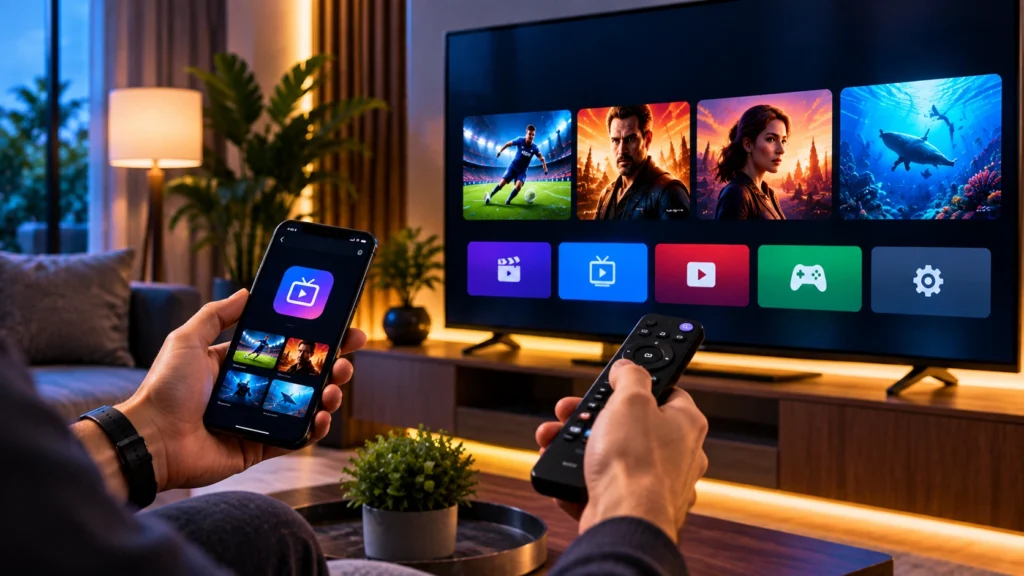 Installation d’un abonnement IPTV sur Smart TV avec smartphone et télécommande