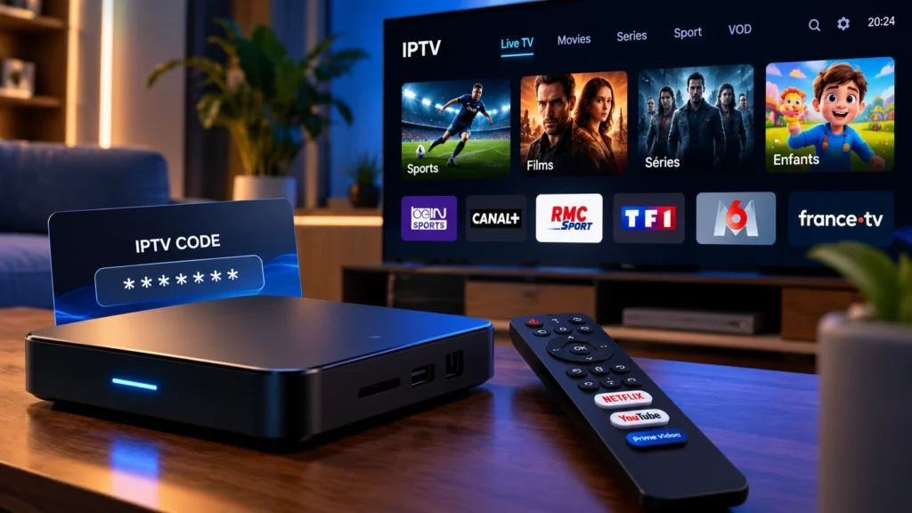 Décodeur IPTV avec code pour regarder la télévision sur Smart TV